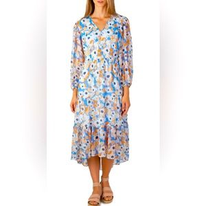 Joie Limited Edition Balloon Sleeves Women's Printed Floral Tiered Maxi Dress